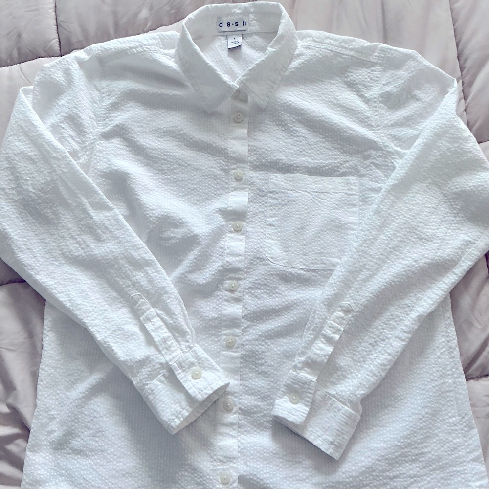 Women’s White Seersucker Shirt, Size Small